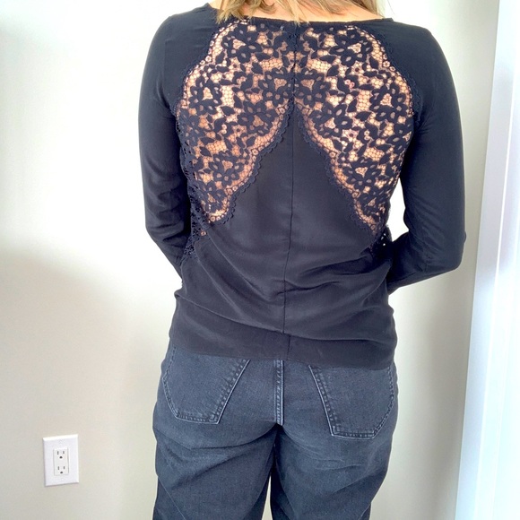 Club Monaco 100% Silk laced long sleeve blouse - Picture 1 of 2